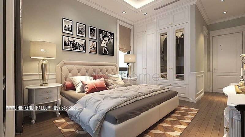 Mẫu tử quần áo gỗ kết hợp kính cao cấp mang đến vẻ đẹp sang trọng và đẳng cấp cho căn phòng ngủ gia chủ