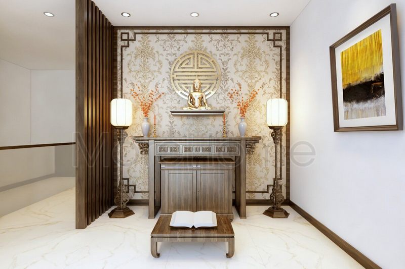 Chọn giấy dán tường cho phòng thờ với họa tiết cổ điển độc đáo và sang trọng.