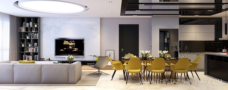 Thiết kế nội thất trong Chung cư Thăng Long Number One được thiết kế với sự kết hợp hài hòa giữa ánh sáng và màu sắc, giúp tạo ra một không gian thoáng mát trong các căn phòng.